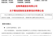 事业目标明日停牌！又一A股，筹划控制权变更
